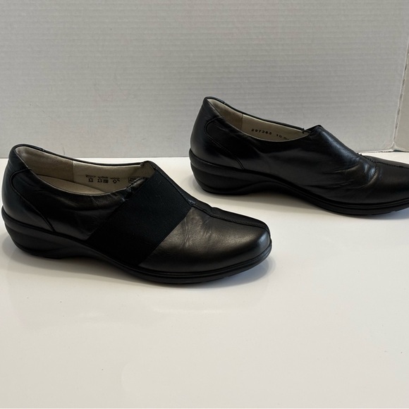 Waldlaufer Women's Size 8 Black Leather Loafers Slip On Comfort Wedge Shoes - Picture 15 of 15